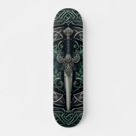 Celtic Green und Silver Sword Skateboard