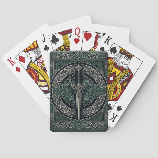 Celtic Green und Silver Sword Spielkarten (Rückseite)
