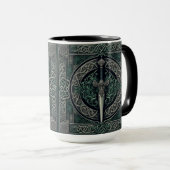 Celtic Green und Silver Sword Tasse (VorderseiteRechts)
