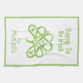 Celtic Green Watercolor Shamrock NAME Geschirrtuch (Horizontal)