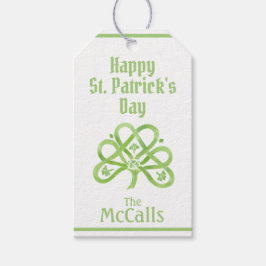 Celtic Green Watercolor Shamrock NAME St Patricks  Geschenkanhänger
