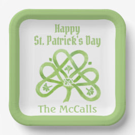 Celtic Green Watercolor Shamrock NAME St Patricks  Pappteller
