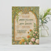 Celtic Green Wildblume Vintage Hochzeit Einladung (Stehend Vorderseite)