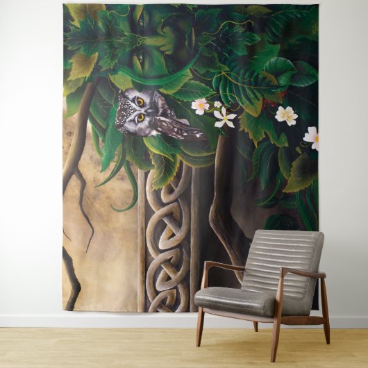 Celtic Grene Man Owl Wandteppich (Beispiel)