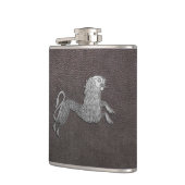 Celtic Griffin auf dunklem Leder Flachmann (Links)