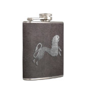 Celtic Griffin auf dunklem Leder Flachmann (Rechts)