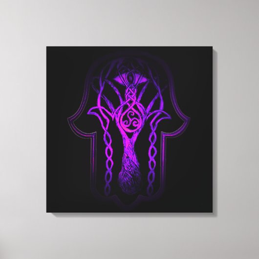 Celtic Hamsa Hand (Lila) Leinwanddruck (Vorderseite)