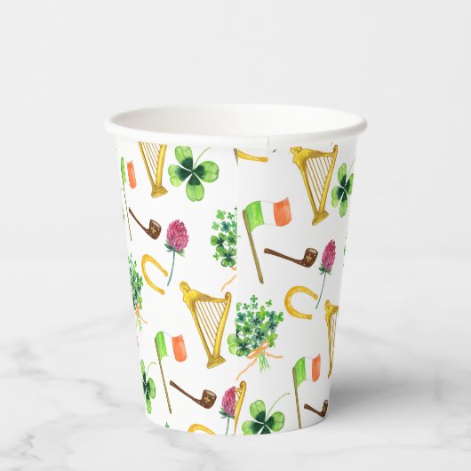 Celtic Harp St. Patrick's Day Pattern Pappbecher (Rechts)
