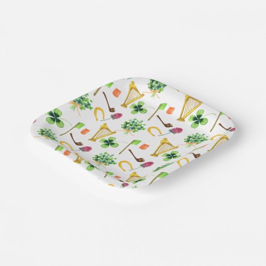 Celtic Harp St. Patrick's Day Pattern Pappteller (Gewinkelt)