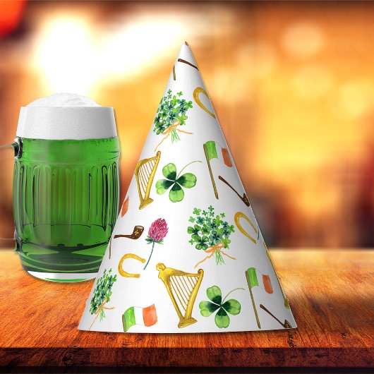 Celtic Harp St. Patrick's Day Pattern Partyhütchen