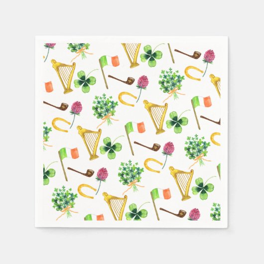 Celtic Harp St. Patrick's Day Pattern Serviette (Vorderseite)