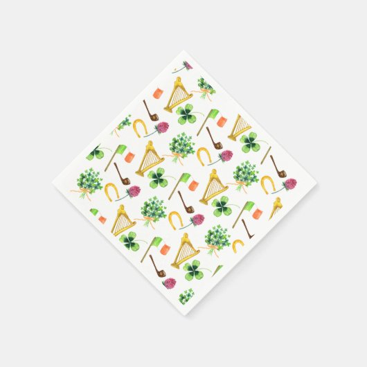 Celtic Harp St. Patrick's Day Pattern Serviette (Ecke)