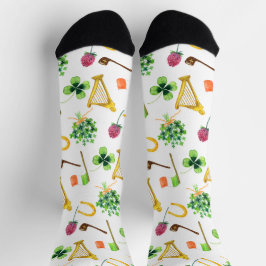 Celtic Harp St. Patrick's Day Pattern Socken
