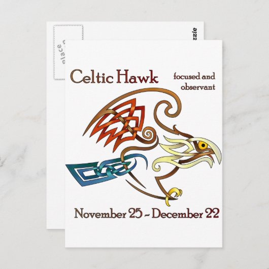 Celtic Hawk Postkarte (Vorne/Hinten)