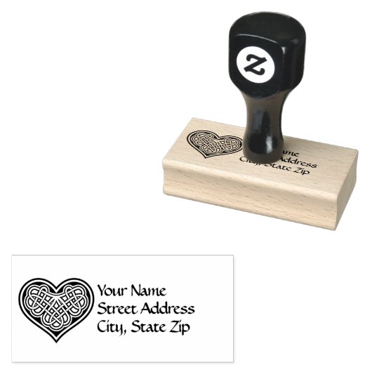 Celtic Heart Design Address Gummistempel (Stempel)