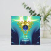 CELTIC HEART hell blau Einladung (Stehend Vorderseite)