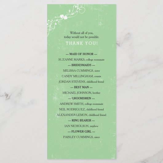 Celtic Heart Irish Wedding Program 3991 Programm (Rückseite)