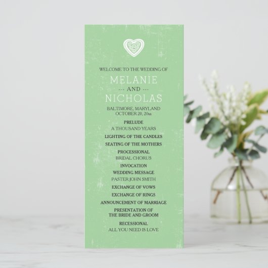 Celtic Heart Irish Wedding Program 3991 Programm (Stehend Vorderseite)