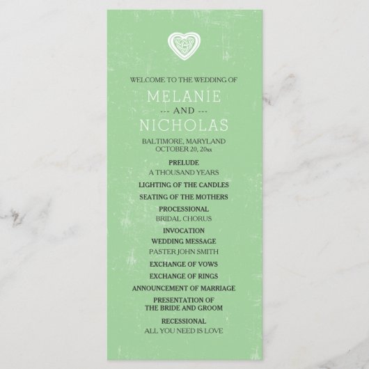 Celtic Heart Irish Wedding Program 3991 Programm (Vorderseite)