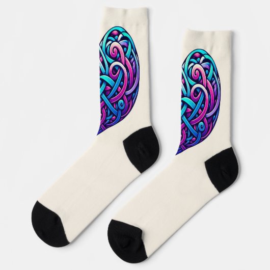 Celtic Heart mit Cream Background Socken (Linkes Detail)