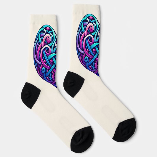 Celtic Heart mit Cream Background Socken (Rechts)