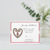 Celtic Heart mit einer Rote Rose Response Card RSVP Karte (Stehend Vorderseite)