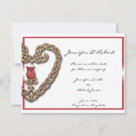 Celtic Heart mit einer Rote Rose Save the Date