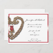 Celtic Heart mit einer Rote Rose Save the Date (Vorne/Hinten)