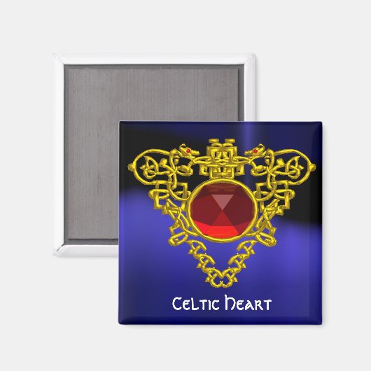 Celtic Heart with Red Ruby Magnet (Vorderseite/Rückseite)