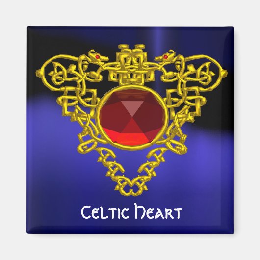 Celtic Heart with Red Ruby Magnet (Vorne)