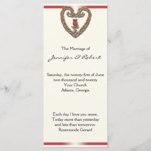 Celtic Heart with rote Rose Wedding Program Programm