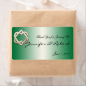 Celtic Hearts on Green Gradient Water Flasche Labe (Insitu)