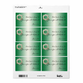 Celtic Hearts on Green Gradient Water Flasche Labe (Vorne)