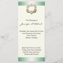 Celtic Hearts on Green Gradient Wedding Program Programm