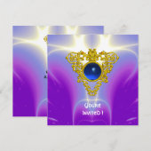 CELTIC HERART, hellblau, lila violett Einladung (Vorne/Hinten)