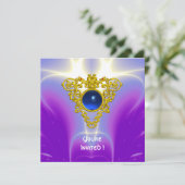 CELTIC HERART, hellblau, lila violett Einladung (Stehend Vorderseite)