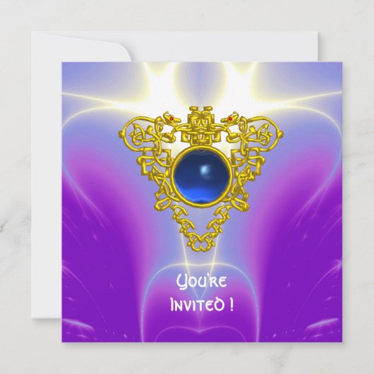 CELTIC HERART, hellblau, lila violett Einladung (Vorderseite)