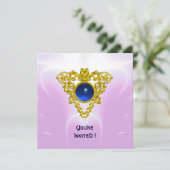 CELTIC HERART, hellblau, rosa violett Einladung (Stehend Vorderseite)