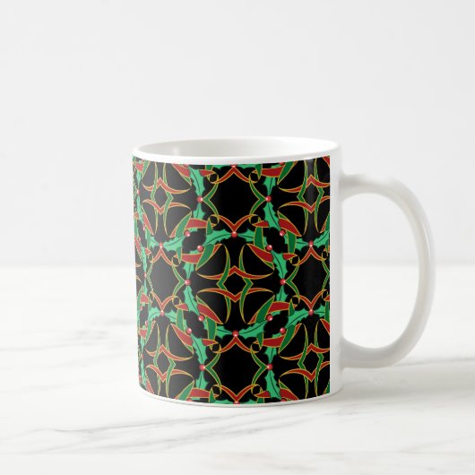 Celtic Holly Wreath Pattern Weihnachten Kaffeetasse (Rechts)