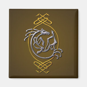 Celtic Horse Knüpfarbeit - Silver & Gold Magnet