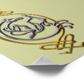 Celtic Horse Knüpfarbeit - Silver & Gold Poster (Ecke)
