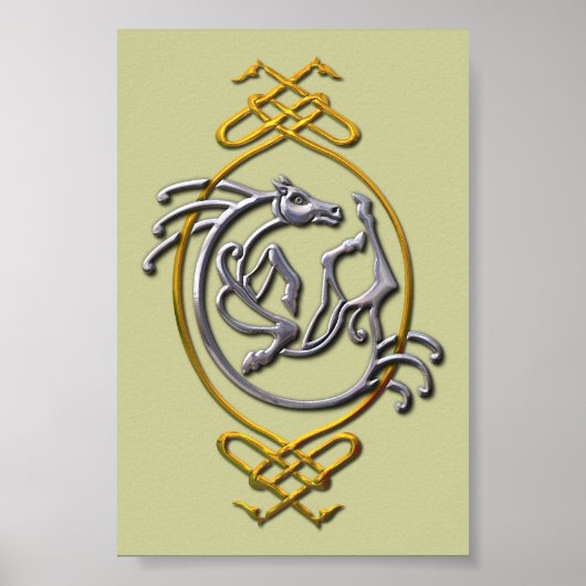 Celtic Horse Knüpfarbeit - Silver & Gold Poster (Vorne)