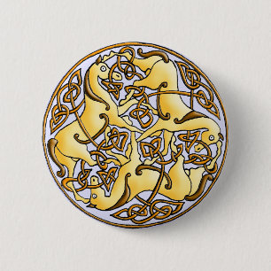 Celtic horses and knots in circle button