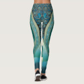 Celtic Howling Wolf entwirft Leggings in Blue Tone (Rückseite)