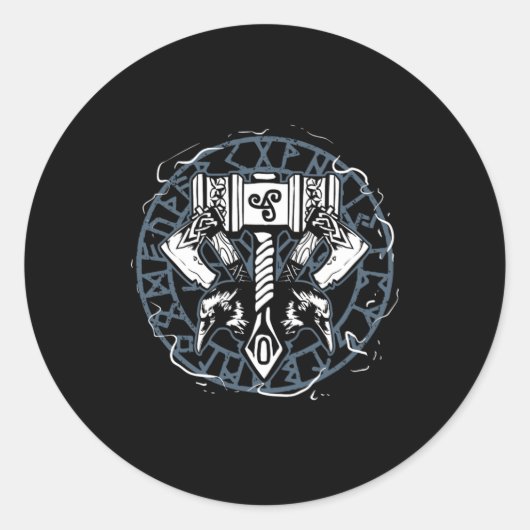 Celtic Huginn und Muninn Raven Viking Runder Aufkleber (Vorderseite)