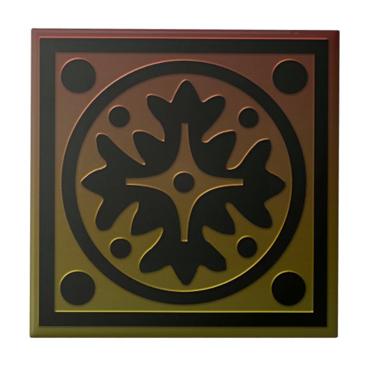 Celtic Inspiriert Tile # 1 in Bronze und Grün Fliese (Vorderseite)