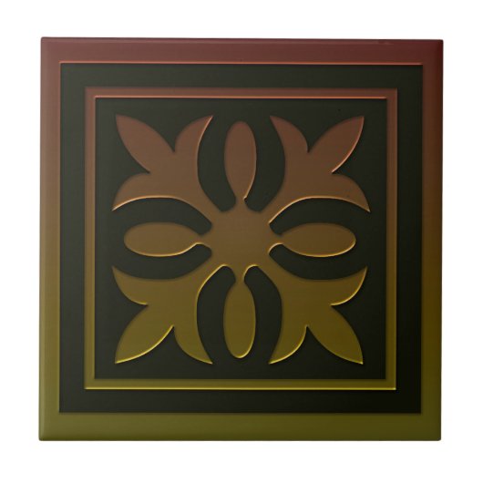 Celtic Inspiriert Tile # 2 in Bronze und Grün Fliese (Vorderseite)