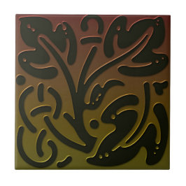 Celtic Inspiriert Tile # 3 in Bronze und Grün Fliese