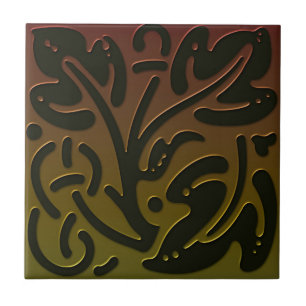 Celtic Inspiriert Tile # 3 in Bronze und Grün Fliese