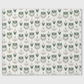 Celtic Irish Floral Botanic Green Beige Geschenkpapier (Flach)